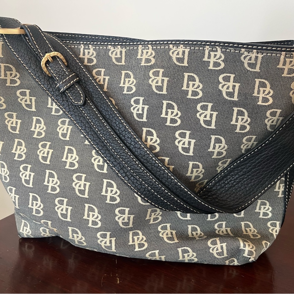 Dooney & Bourke Vintage Canvas Monogram Bag Gray with Black Strap